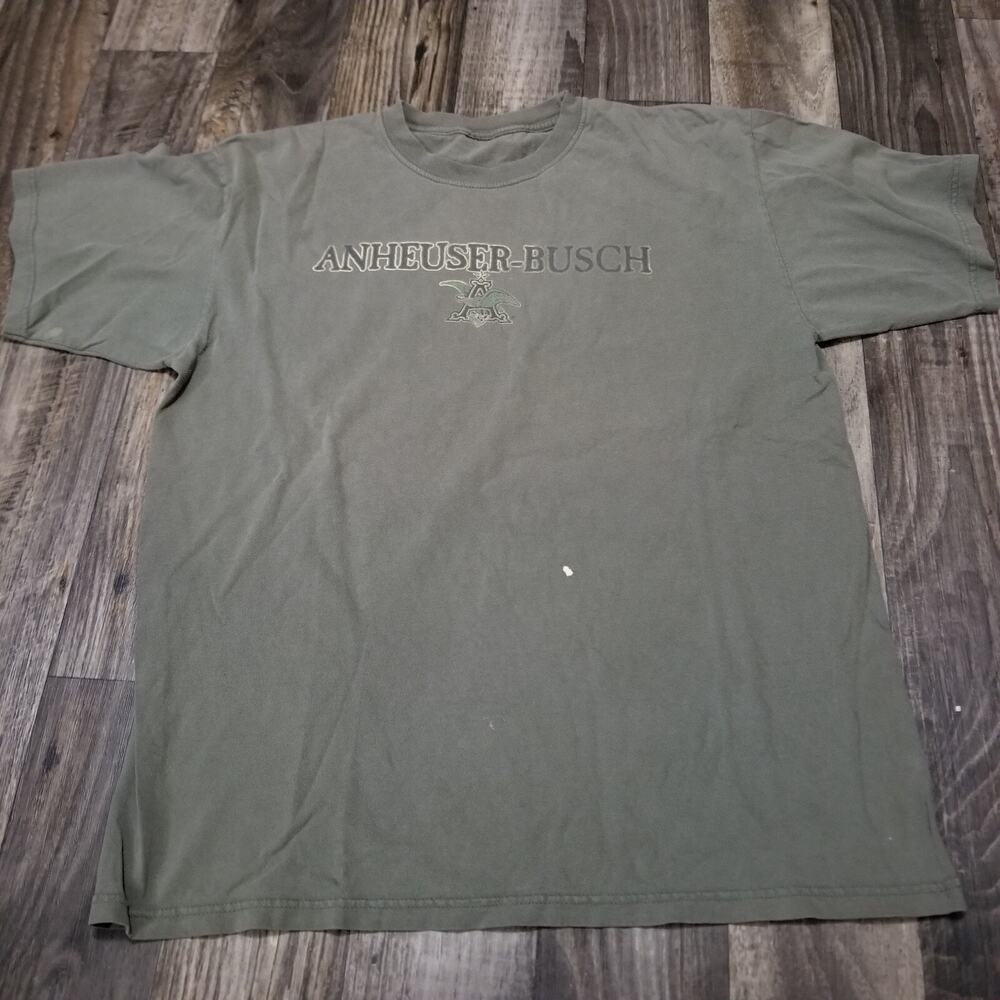 Vintage Beer T Shirt Green Size XL Anhueser Busch Gift Shop Faded